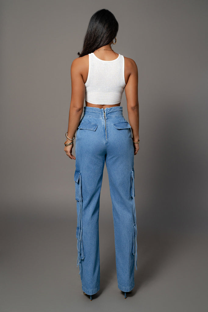 Medium Wash Jacinda Denim Utility Pants