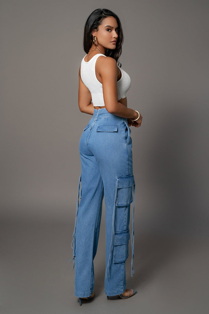 Medium Wash Jacinda Denim Utility Pants