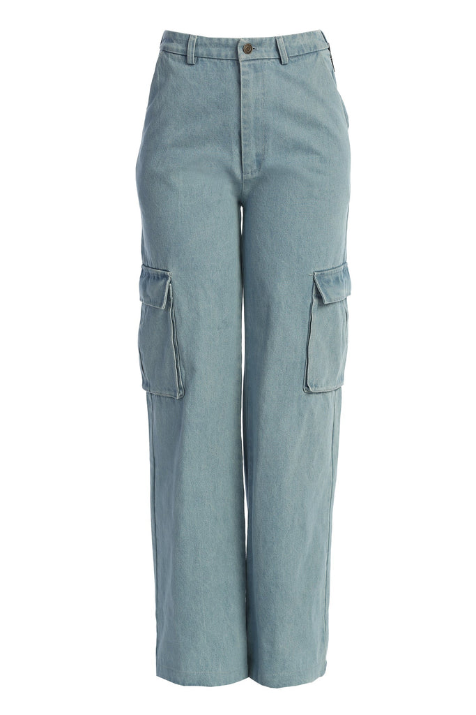 Medium Wash Denim Utility Cargo Pants