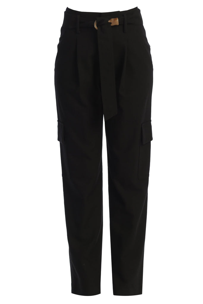 Black Alexis Belted Cargo Pants