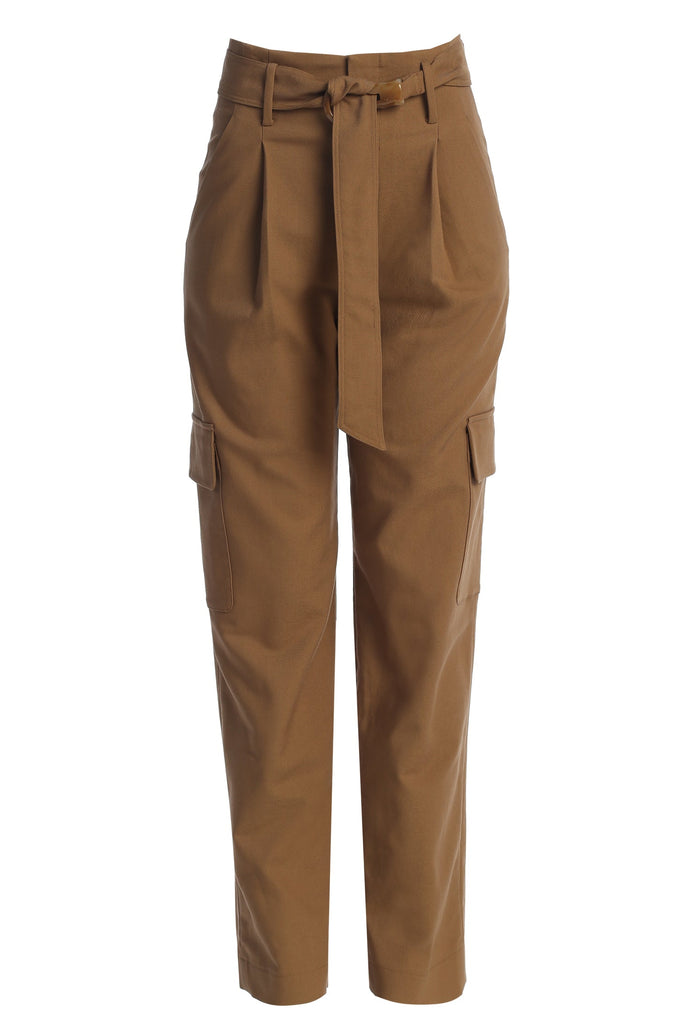 Tan Alexis Belted Cargo Pants
