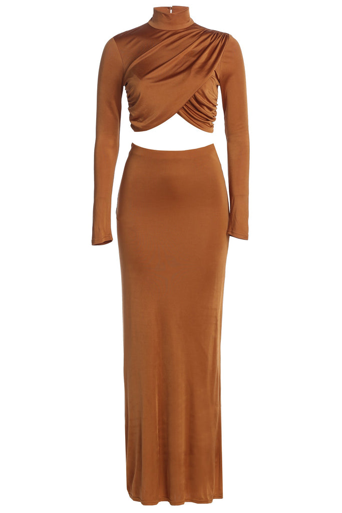Copper Ultra High Waist Maxi Skirt