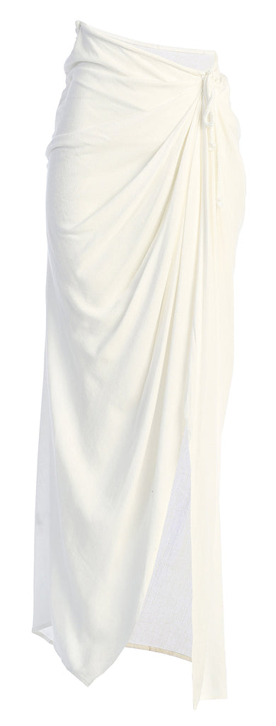White Noelia Linen Slit Skirt