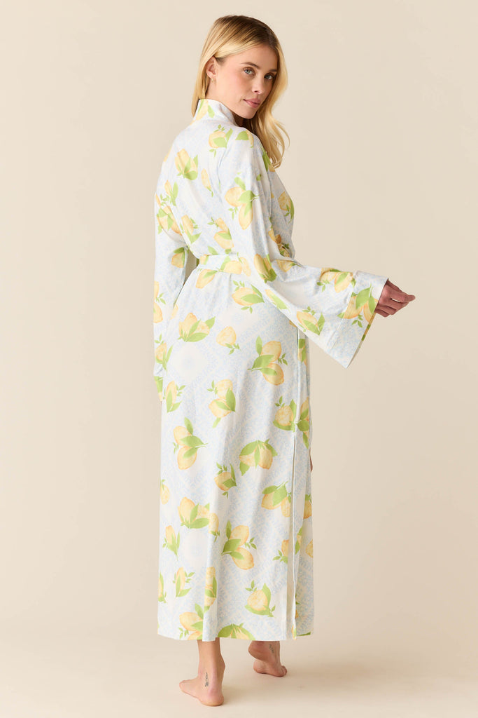 Kaia Cloud Jersey Kimono Robe in Lemon Spritz