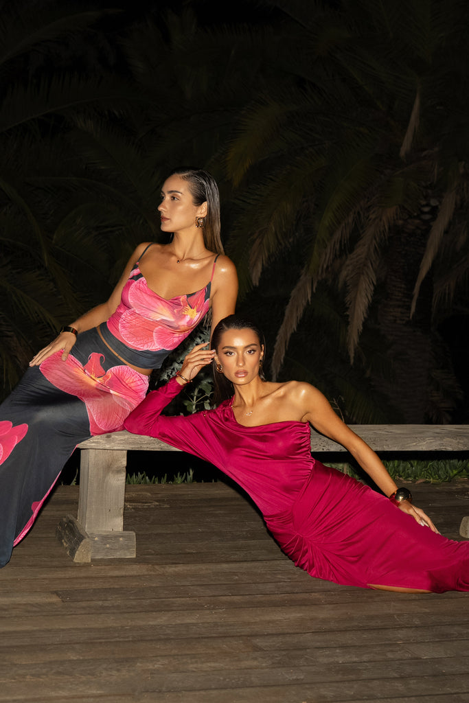 Berry Mira Drape Maxi Skirt