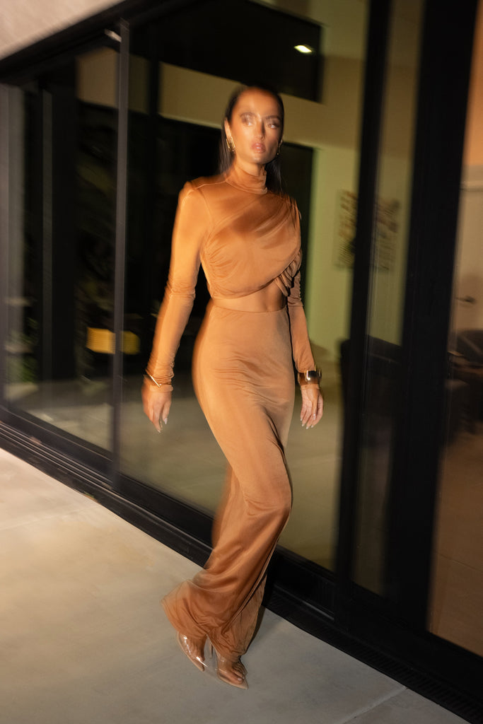 Copper Ultra High Waist Maxi Skirt