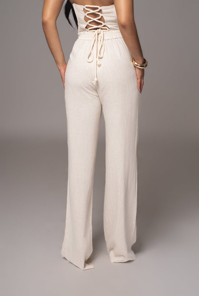 Beige Thea Linen Pants