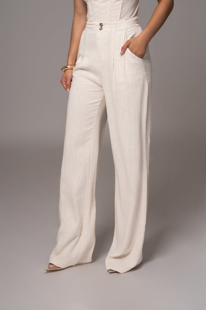 Beige Thea Linen Pants