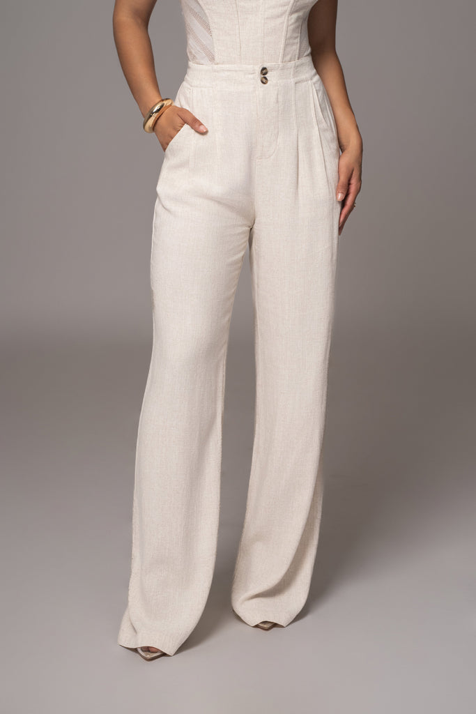 Beige Thea Linen Pants