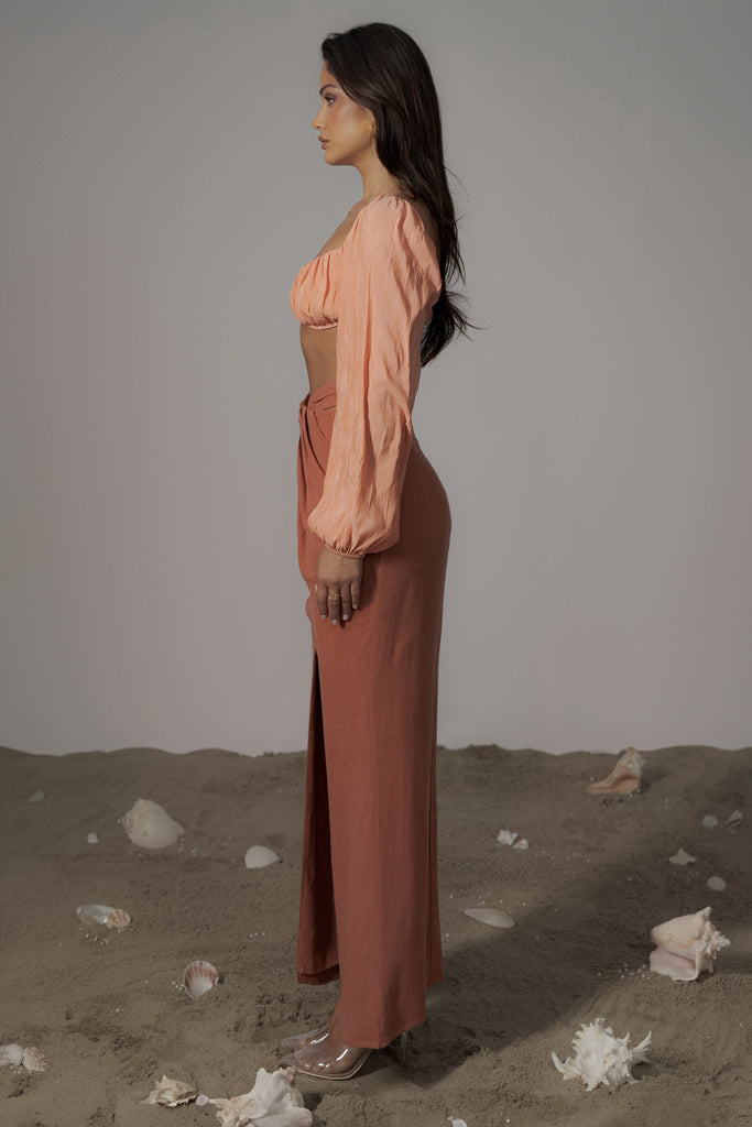 Terra Cotta Dreamland Linen Skirt