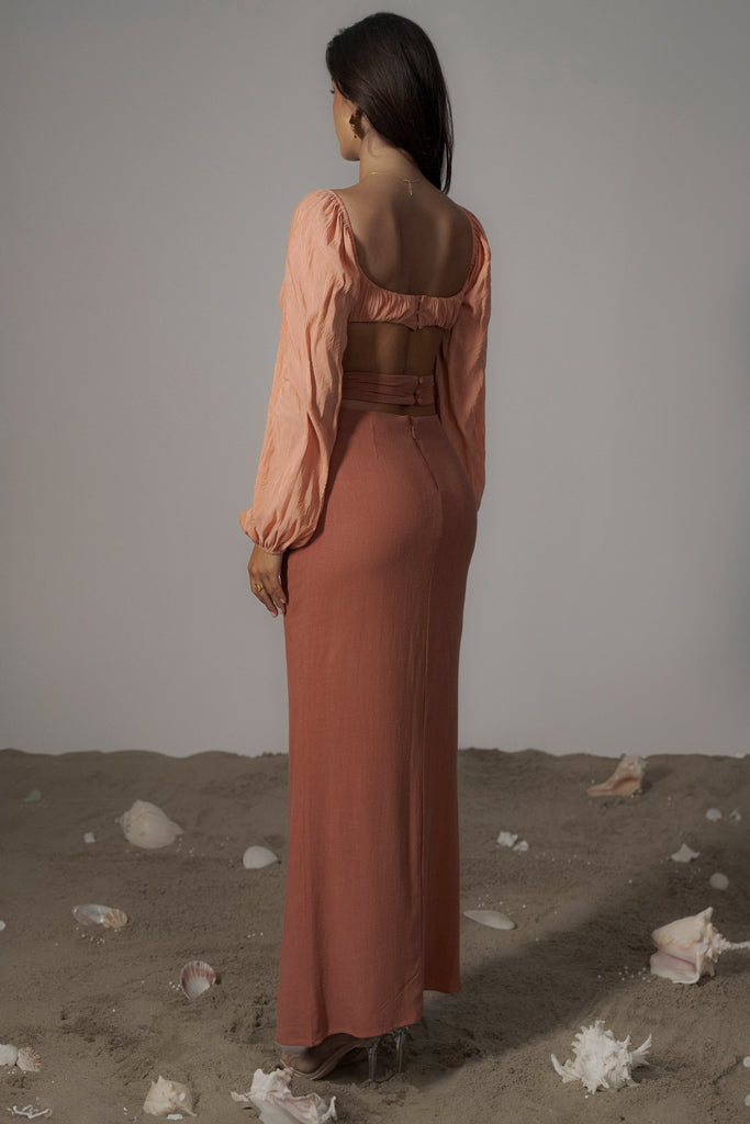 Terra Cotta Dreamland Linen Skirt