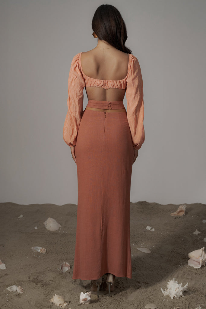 Terra Cotta Dreamland Linen Skirt