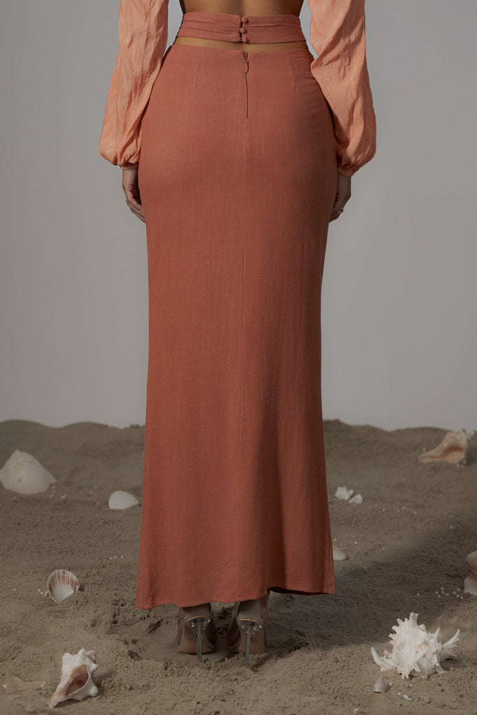 Terra Cotta Dreamland Linen Skirt
