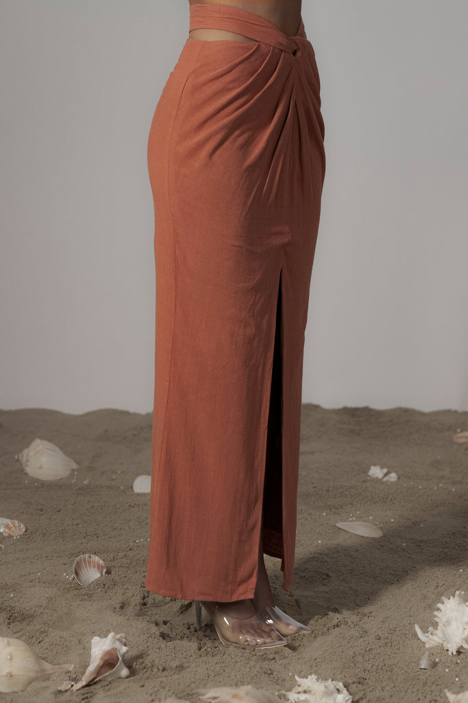 Terra Cotta Dreamland Linen Skirt