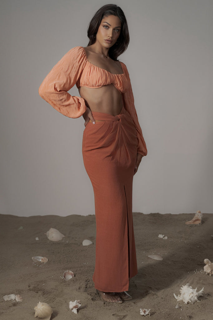 Terra Cotta Dreamland Linen Skirt