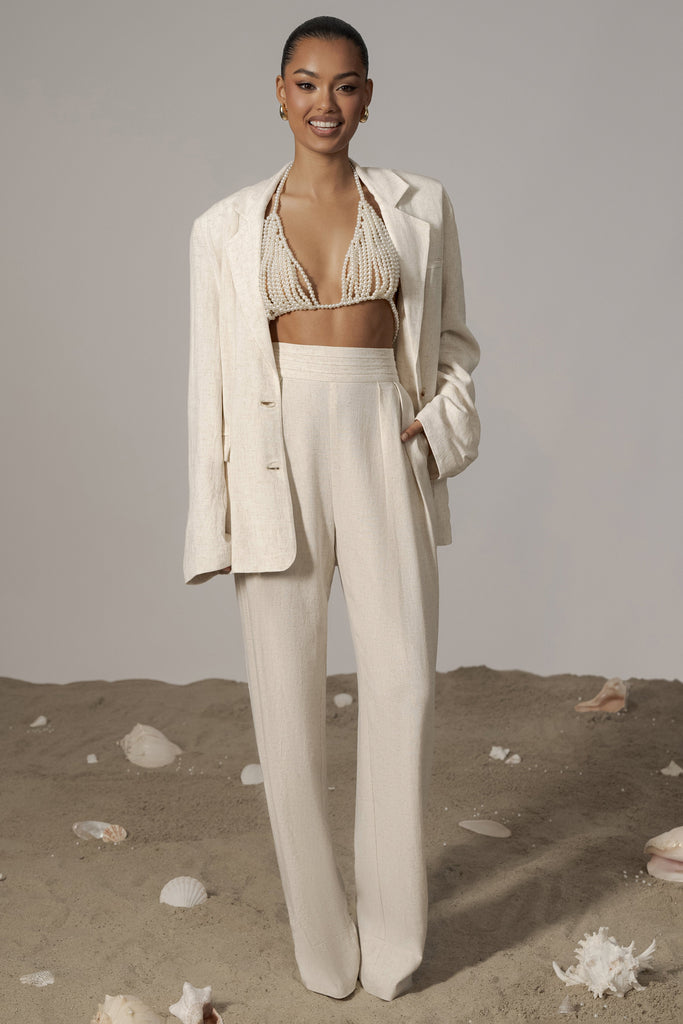 Natural Villa Views Linen Trousers