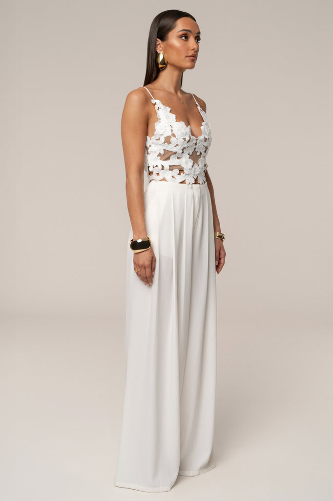 White Summer Ease Wide Leg Pants