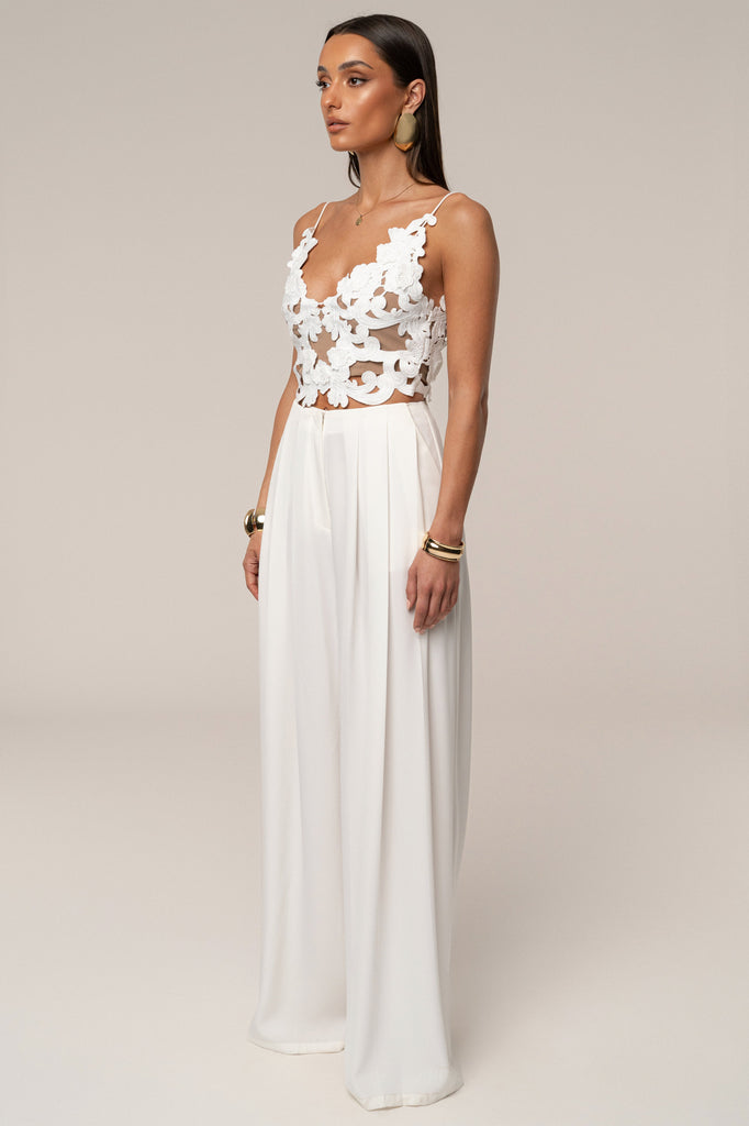 White Summer Ease Wide Leg Pants