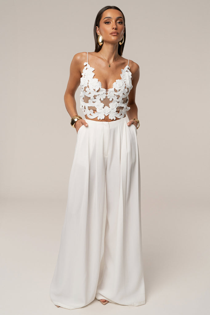 White Summer Ease Wide Leg Pants