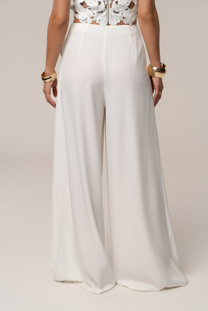 White Summer Ease Wide Leg Pants