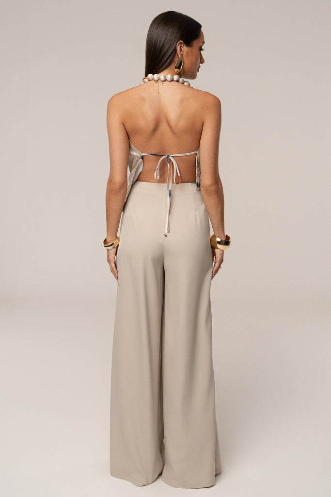 Beige Summer Ease Wide Leg Pants