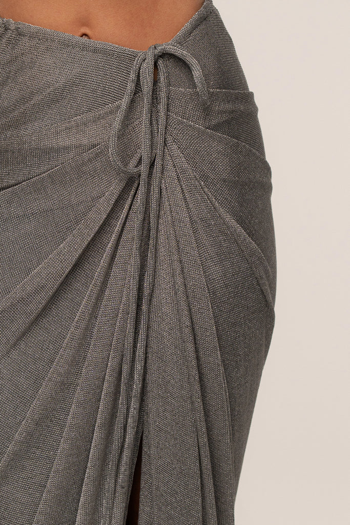 Silver Noelia Metallic Slit Skirt