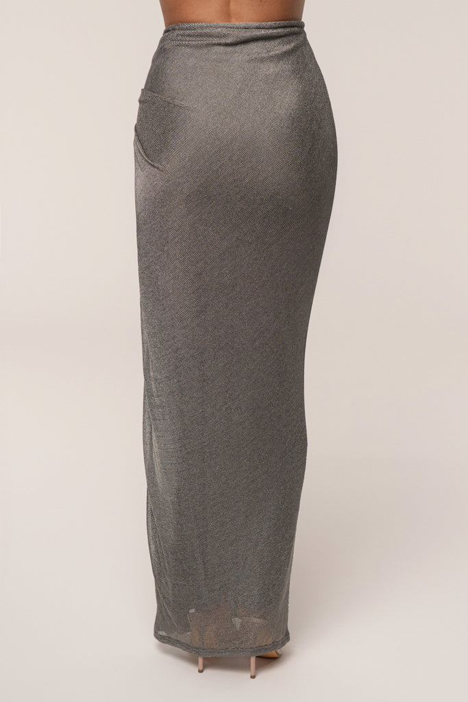 Silver Noelia Metallic Slit Skirt