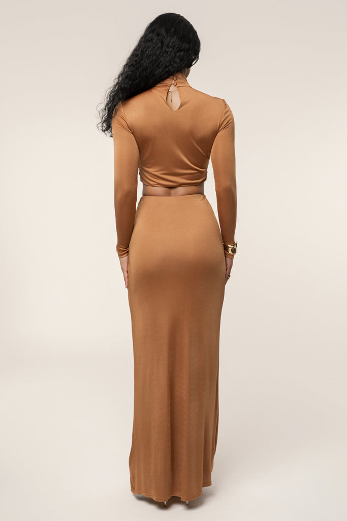 Copper Ultra High Waist Maxi Skirt