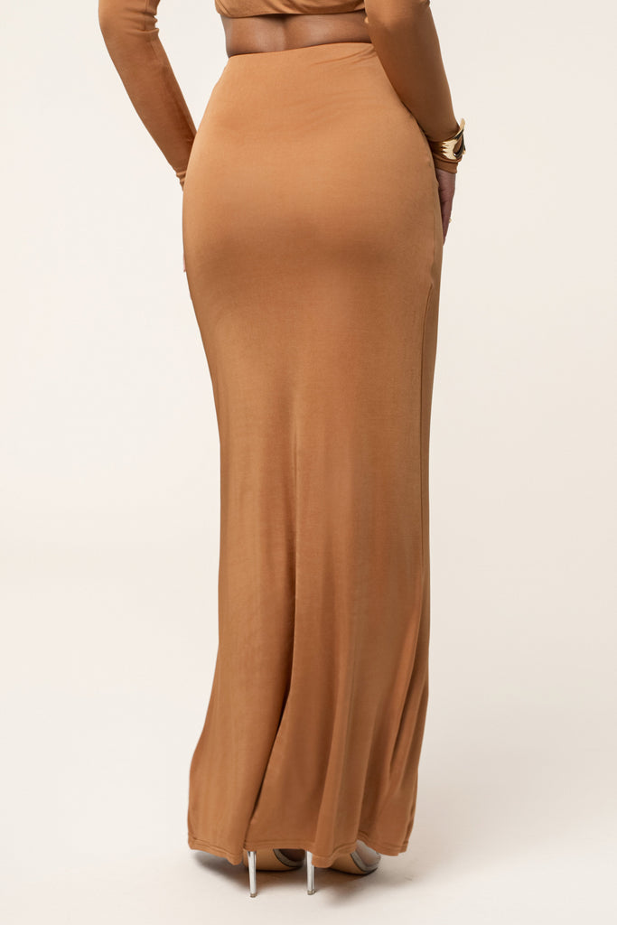 Copper Ultra High Waist Maxi Skirt