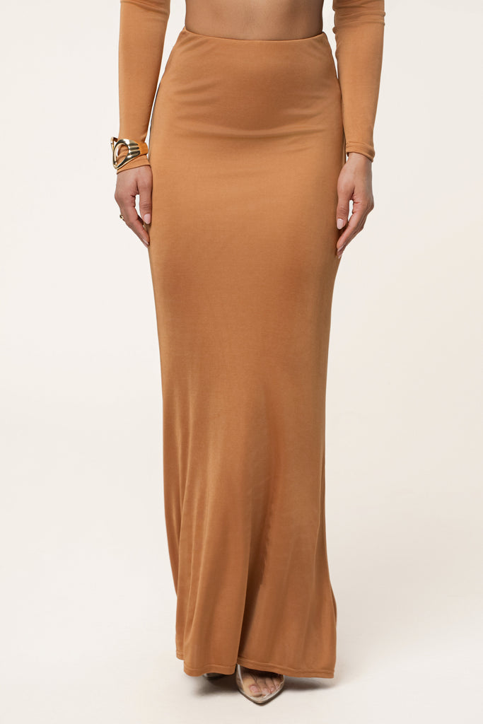 Copper Ultra High Waist Maxi Skirt