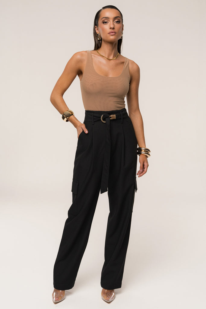 Black Alexis Belted Cargo Pants