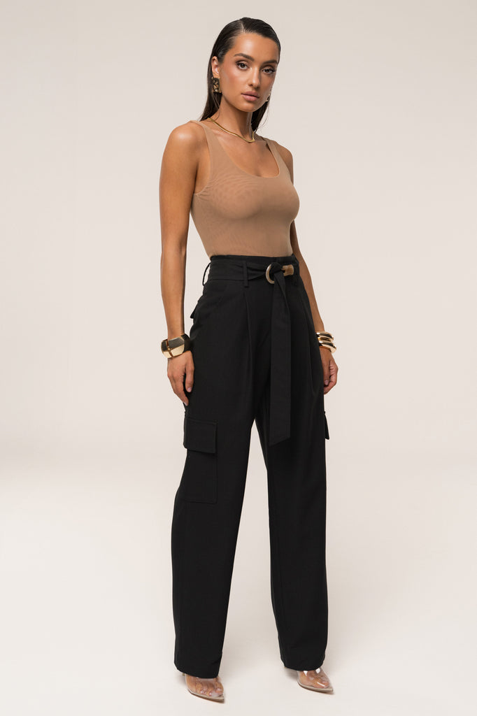 Black Alexis Belted Cargo Pants