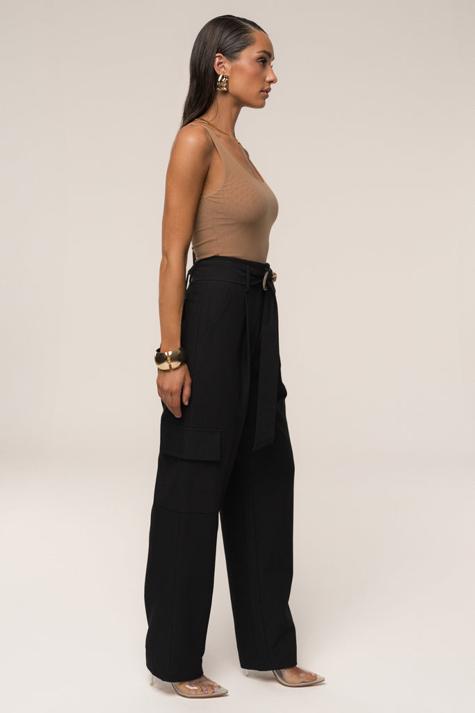 Black Alexis Belted Cargo Pants