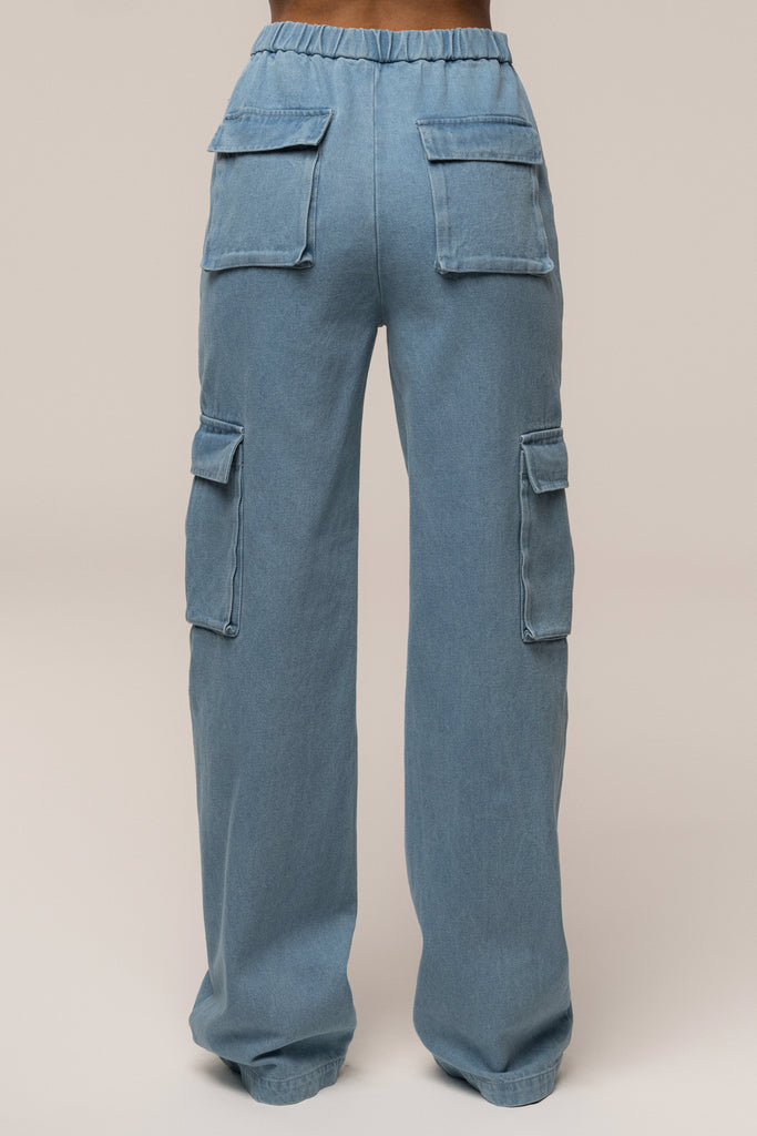 Medium Wash Denim Utility Cargo Pants