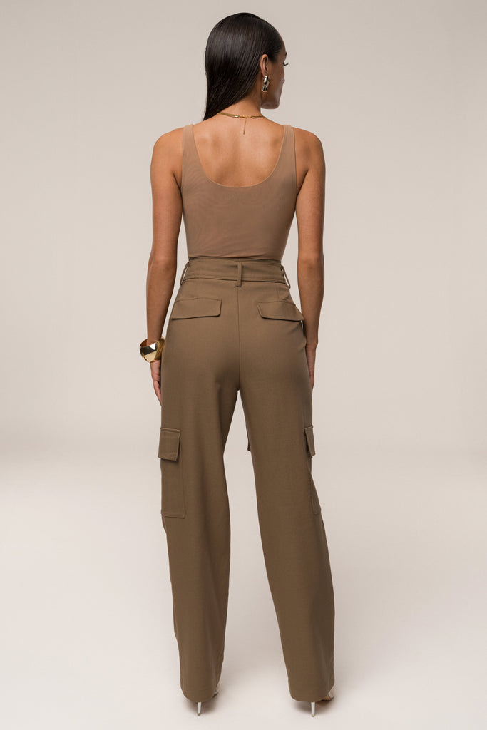 Tan Alexis Belted Cargo Pants