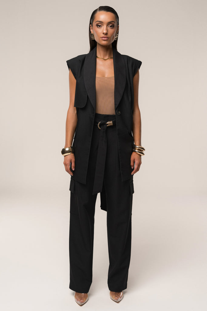 Black Alexis Belted Cargo Pants