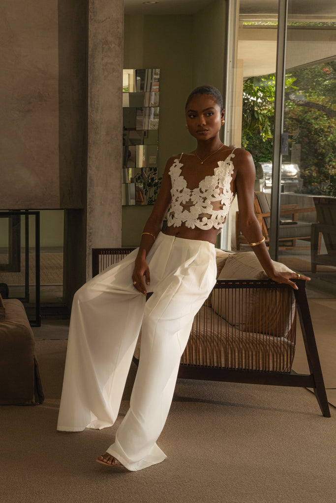 White Summer Ease Wide Leg Pants
