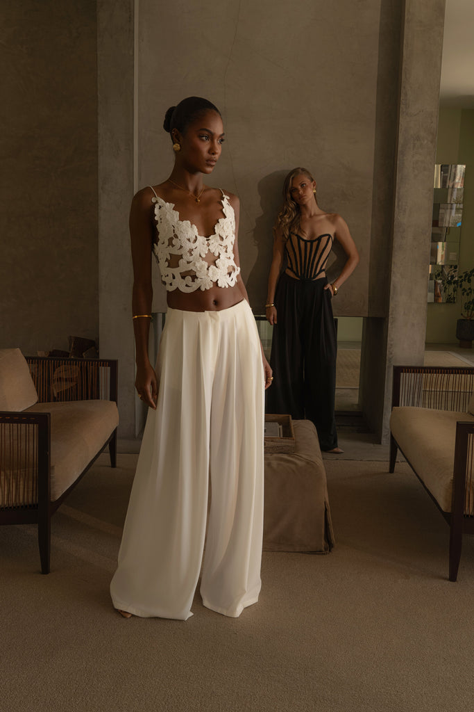 White Summer Ease Wide Leg Pants